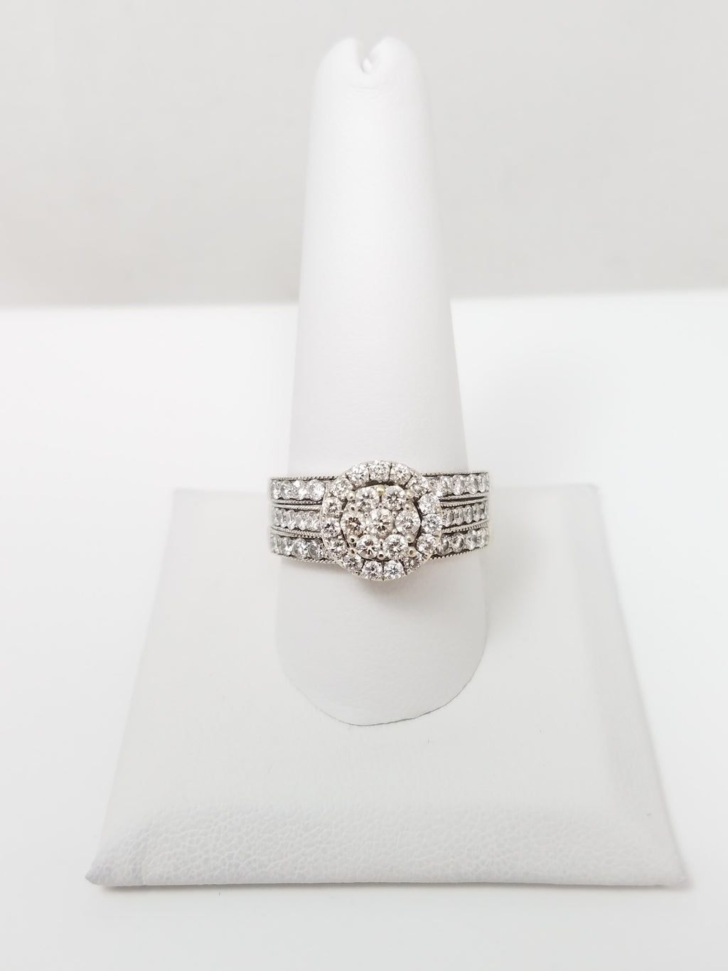 14k White Gold 1.25ctw Natural Diamond Engagement Ring Set