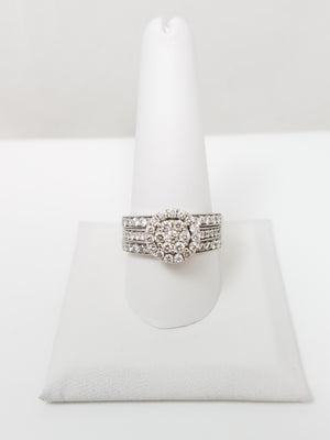 14k White Gold 1.25ctw Natural Diamond Engagement Ring Set