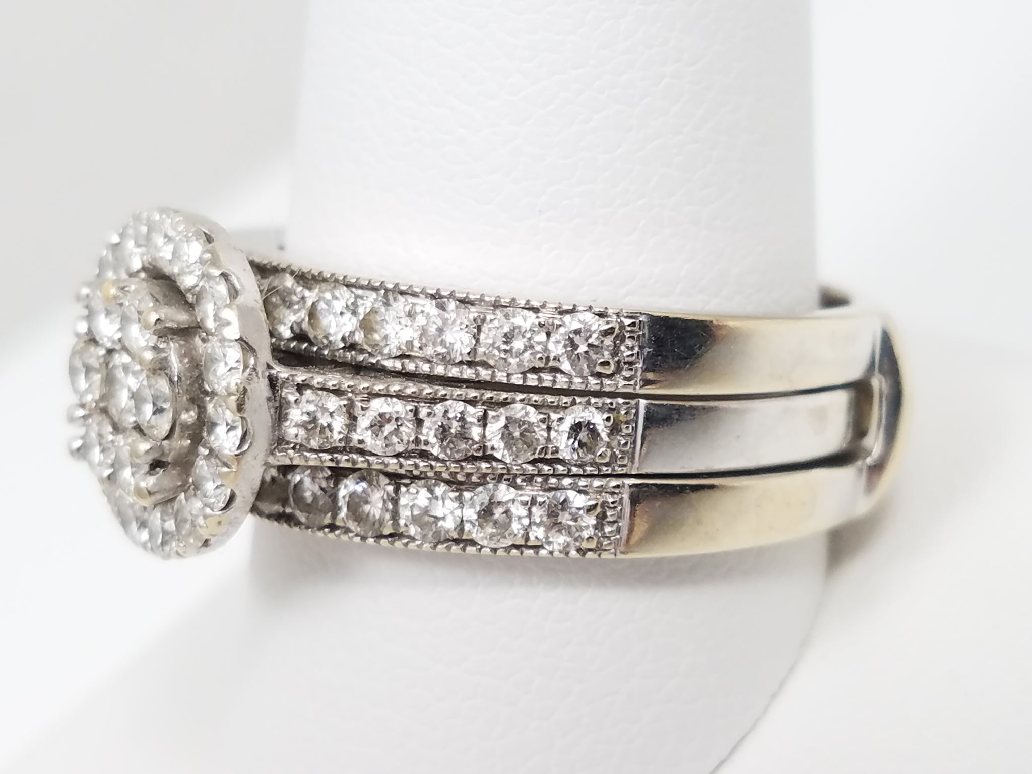 14k White Gold 1.25ctw Natural Diamond Engagement Ring Set