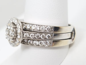 14k White Gold 1.25ctw Natural Diamond Engagement Ring Set