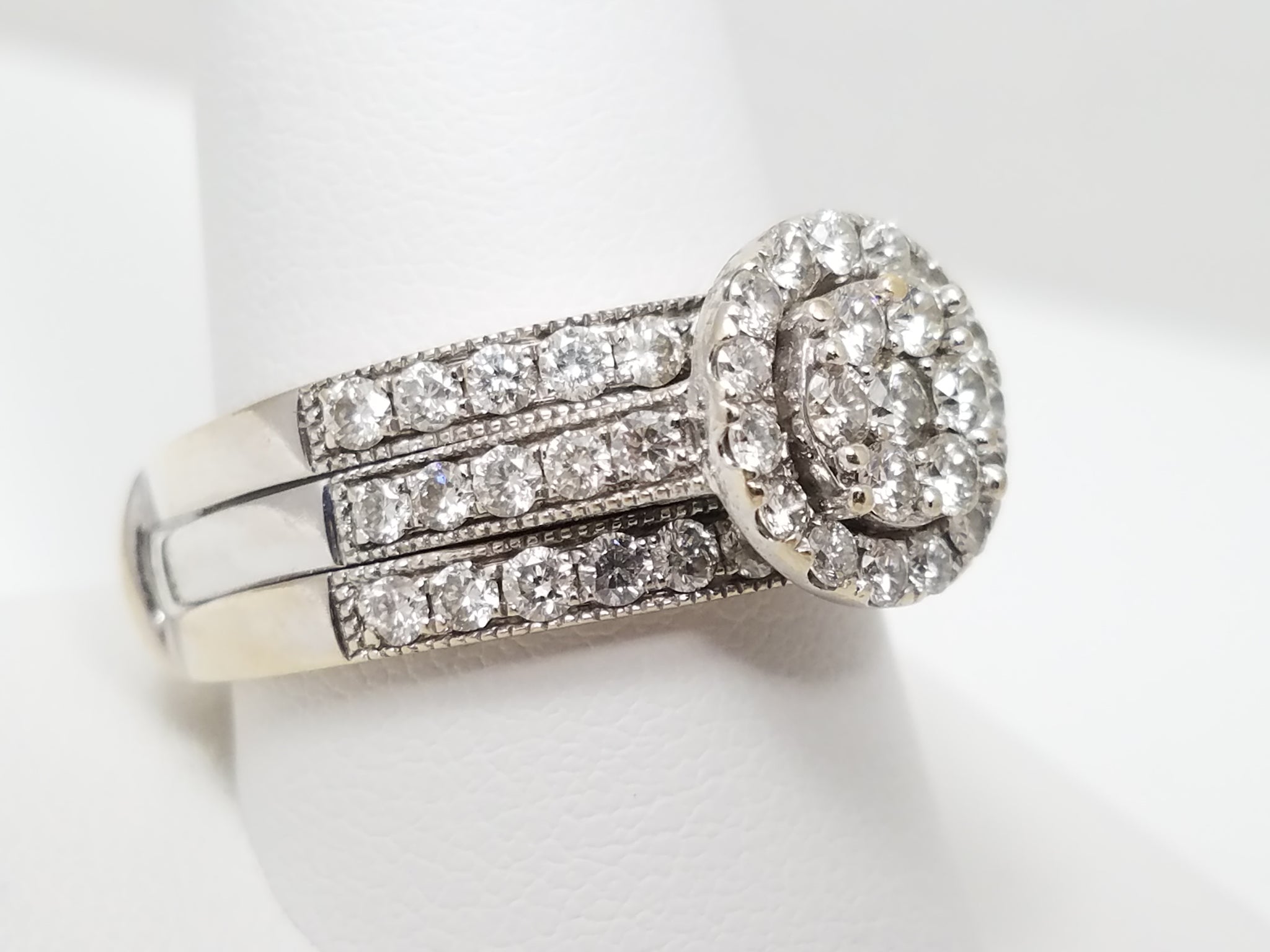 14k White Gold 1.25ctw Natural Diamond Engagement Ring Set