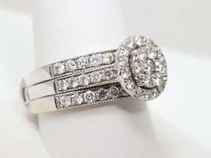 14k White Gold 1.25ctw Natural Diamond Engagement Ring Set