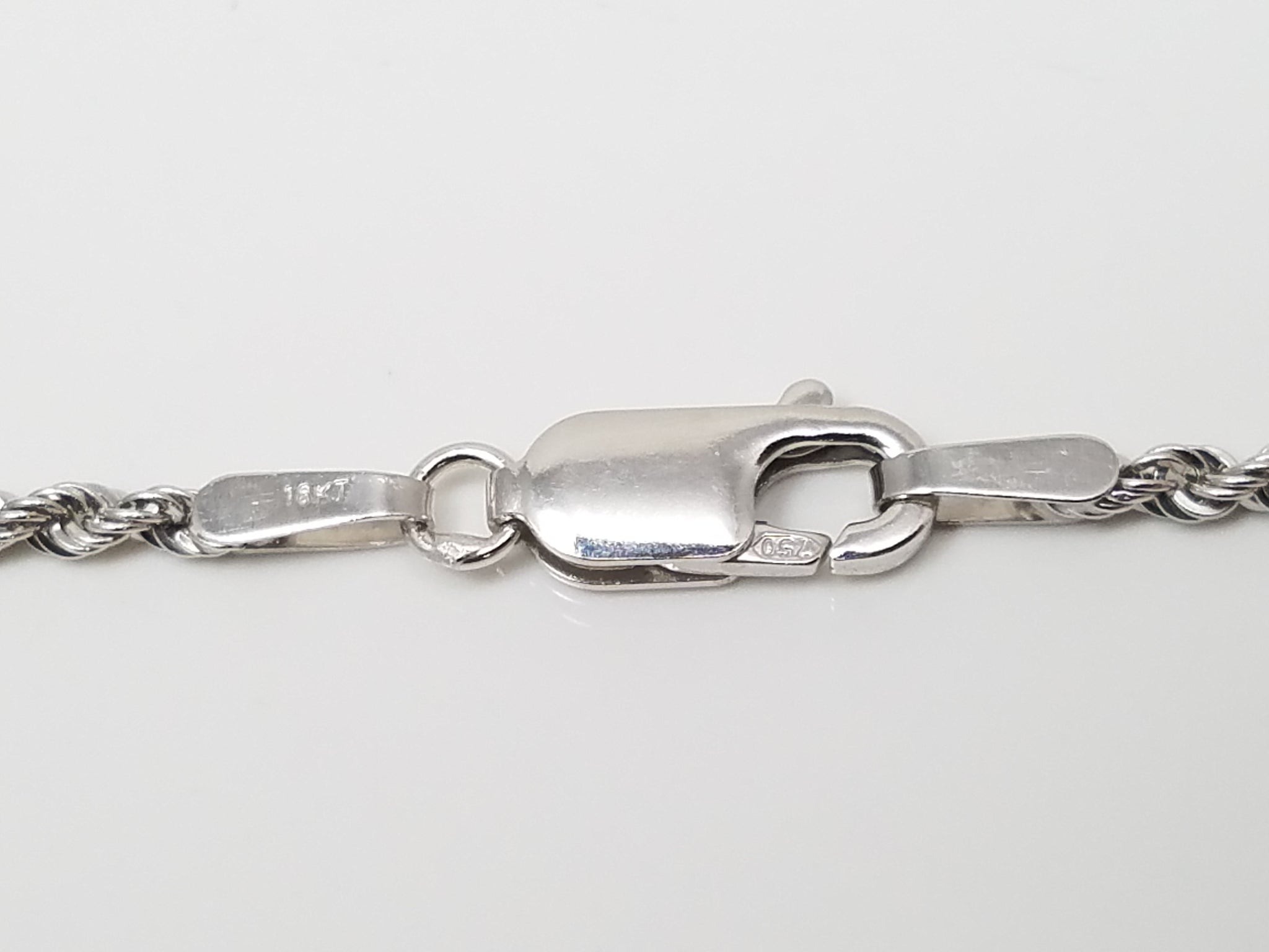 Gleaming 18k White Gold Hollow Rope Chain Necklace