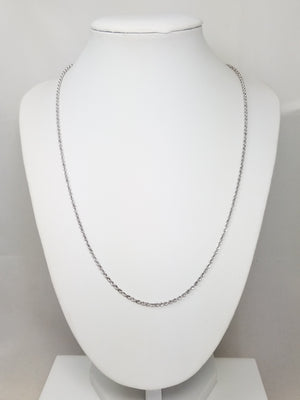 Gleaming 18k White Gold Hollow Rope Chain Necklace