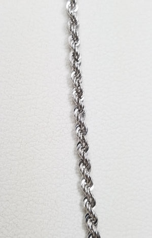 Gleaming 18k White Gold Hollow Rope Chain Necklace