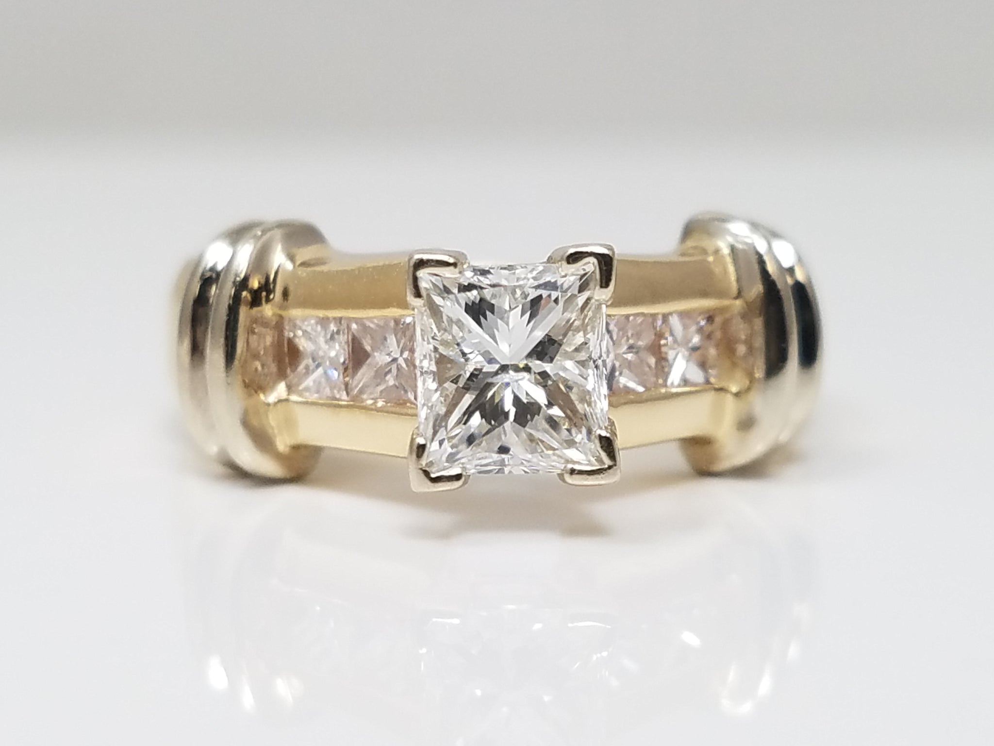 Magnificent 14k Two Tone Gold Natural Diamond Engagement Ring