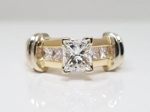 Magnificent 14k Two Tone Gold Natural Diamond Engagement Ring
