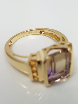 Striking 14k Yellow Gold Natural Ametrine Citrine Ring
