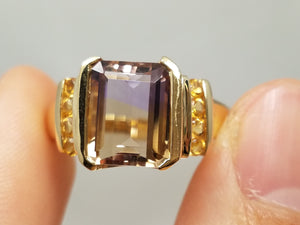 Striking 14k Yellow Gold Natural Ametrine Citrine Ring