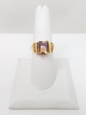 Striking 14k Yellow Gold Natural Ametrine Citrine Ring