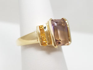 Striking 14k Yellow Gold Natural Ametrine Citrine Ring