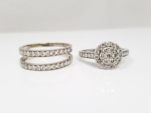 14k White Gold 1.25ctw Natural Diamond Engagement Ring Set