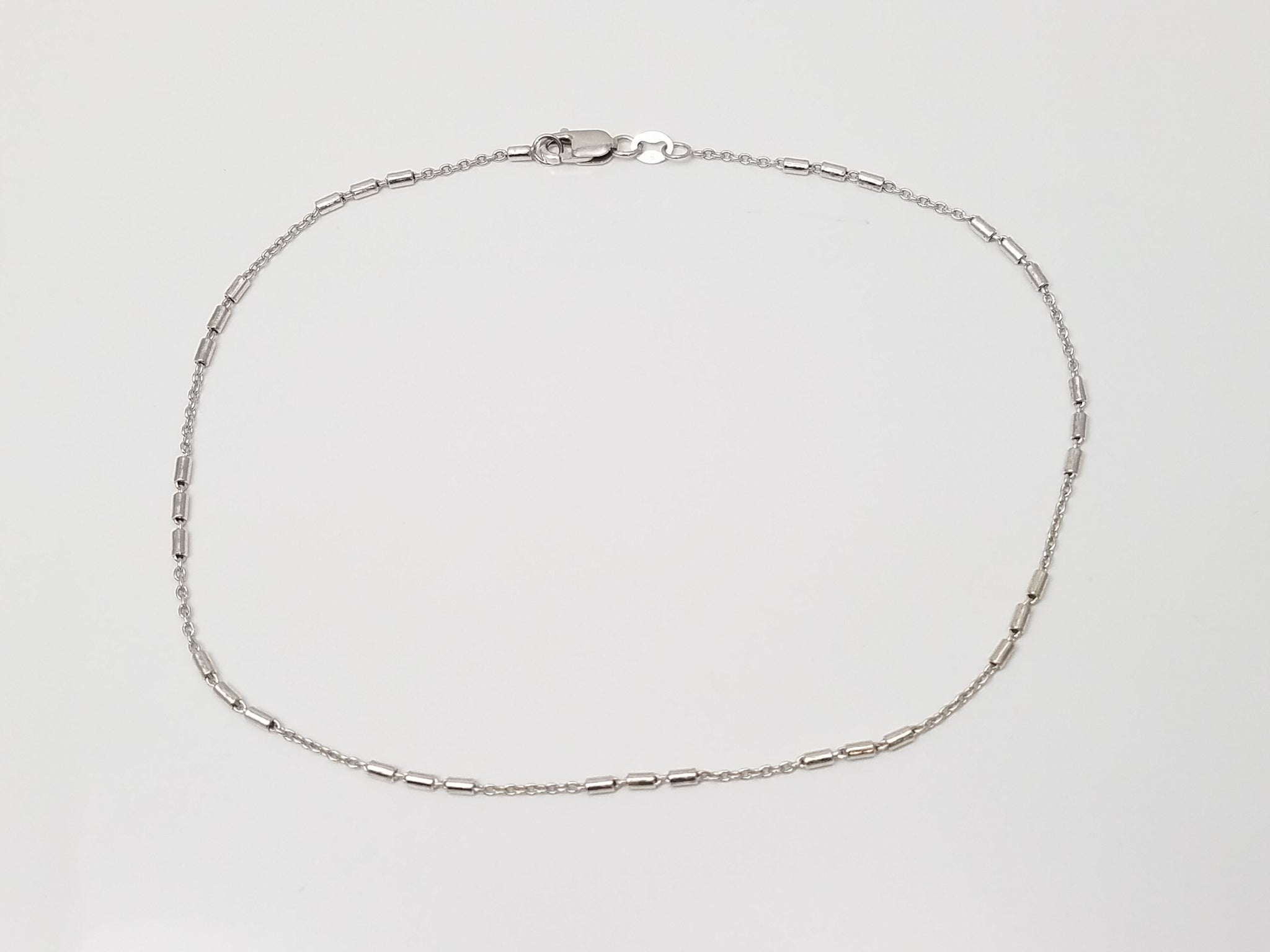 Dainty 10" 14k White Gold Fancy Link Anklet
