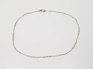 Dainty 10" 14k White Gold Fancy Link Anklet