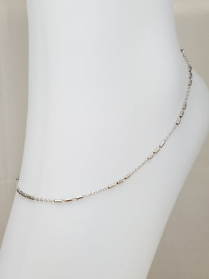 Dainty 10" 14k White Gold Fancy Link Anklet