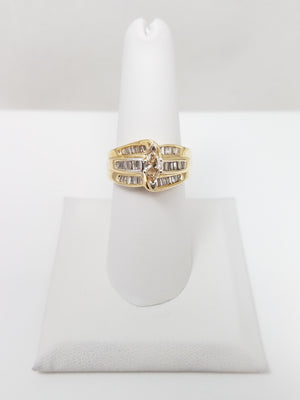 Glamorous 14k Yellow Gold Natural Diamond Engagement Ring