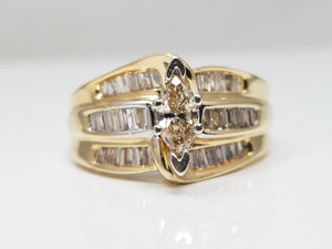 Glamorous 14k Yellow Gold Natural Diamond Engagement Ring