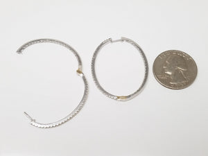 Incredible 18k White Gold 2ctw Natural Diamond Inside/Outside Hoop Earrings