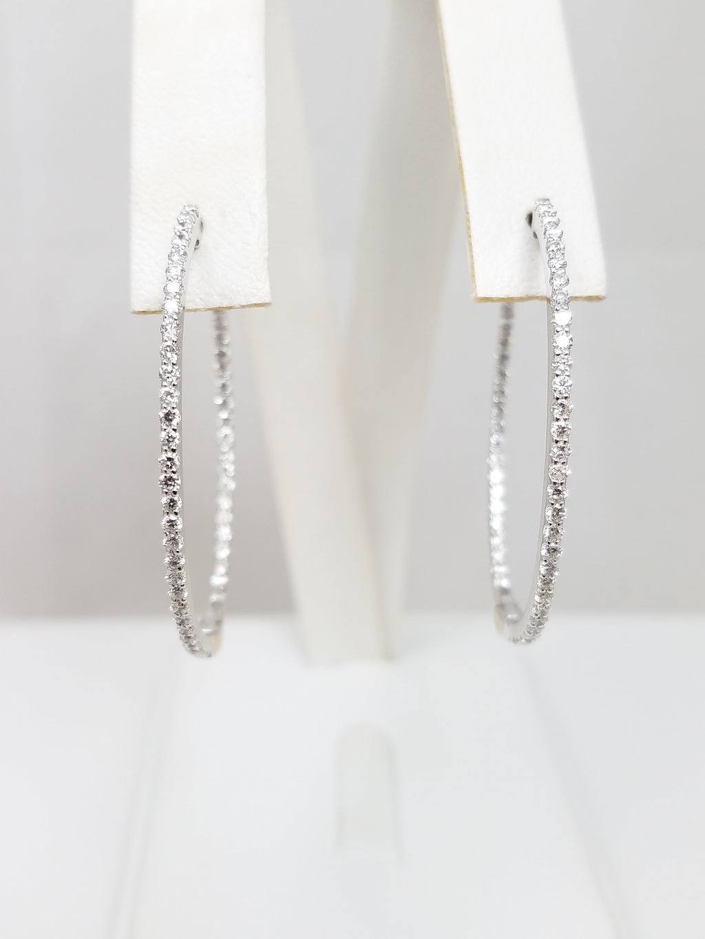 Incredible 18k White Gold 2ctw Natural Diamond Inside/Outside Hoop Earrings