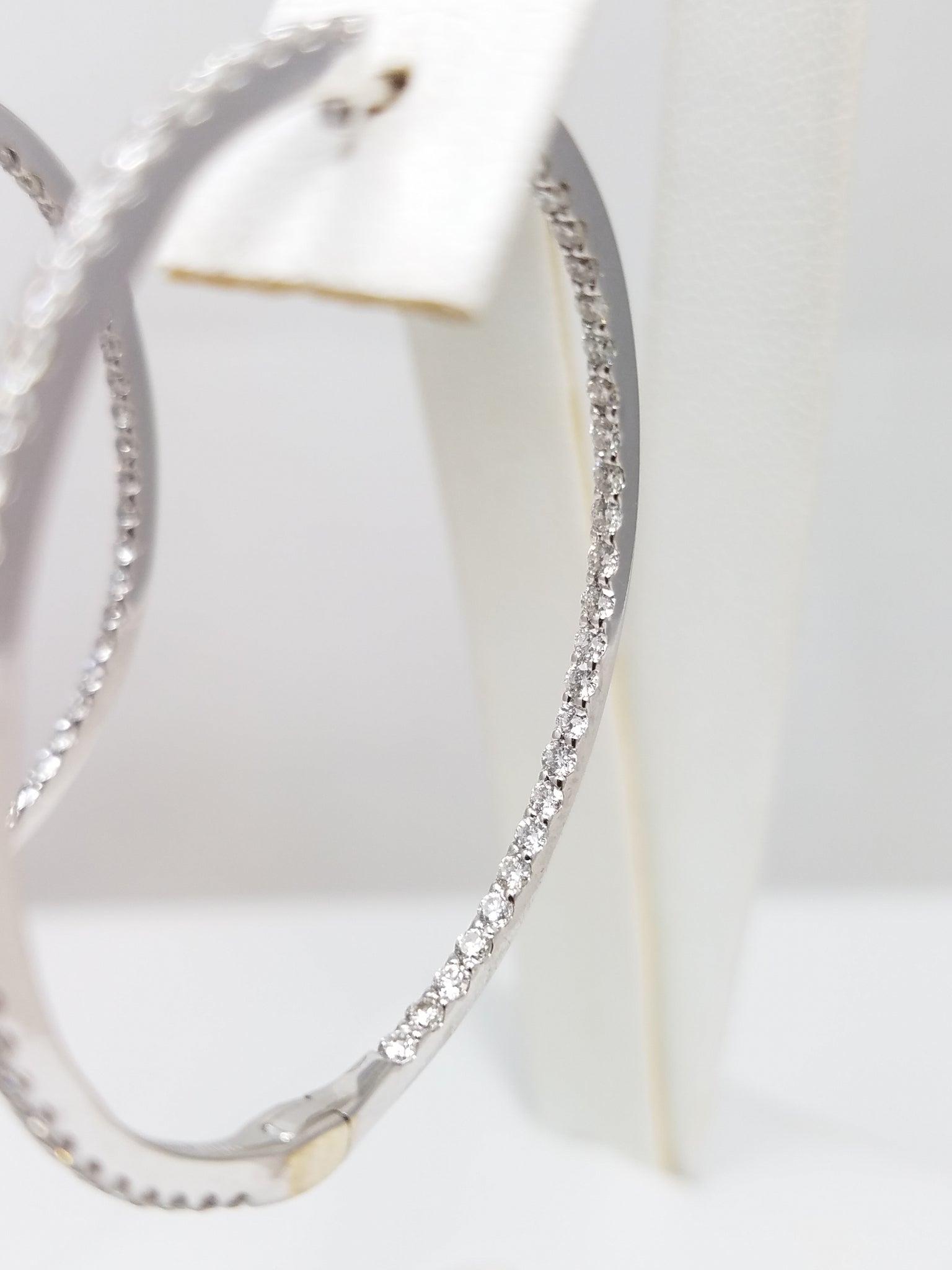 Incredible 18k White Gold 2ctw Natural Diamond Inside/Outside Hoop Earrings