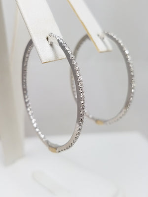 Incredible 18k White Gold 2ctw Natural Diamond Inside/Outside Hoop Earrings