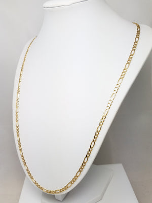 Classic 24" Solid 14k Yellow Gold Figaro Link Chain Necklace