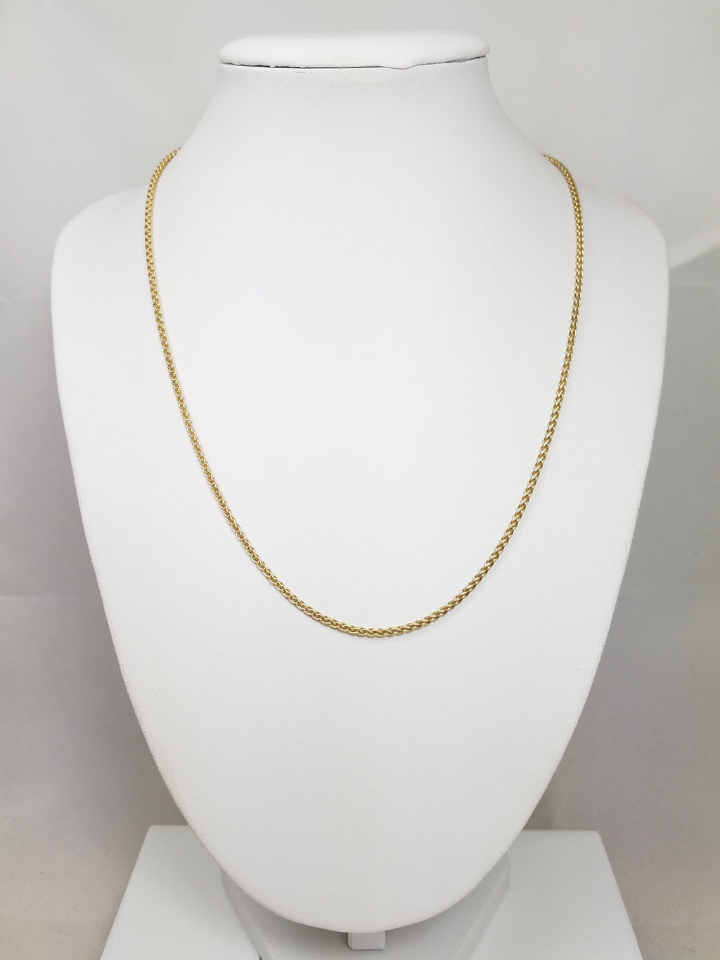 14k Yellow Gold Round Wheat Link 18" Necklace