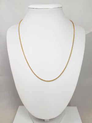 14k Yellow Gold Round Wheat Link 18" Necklace