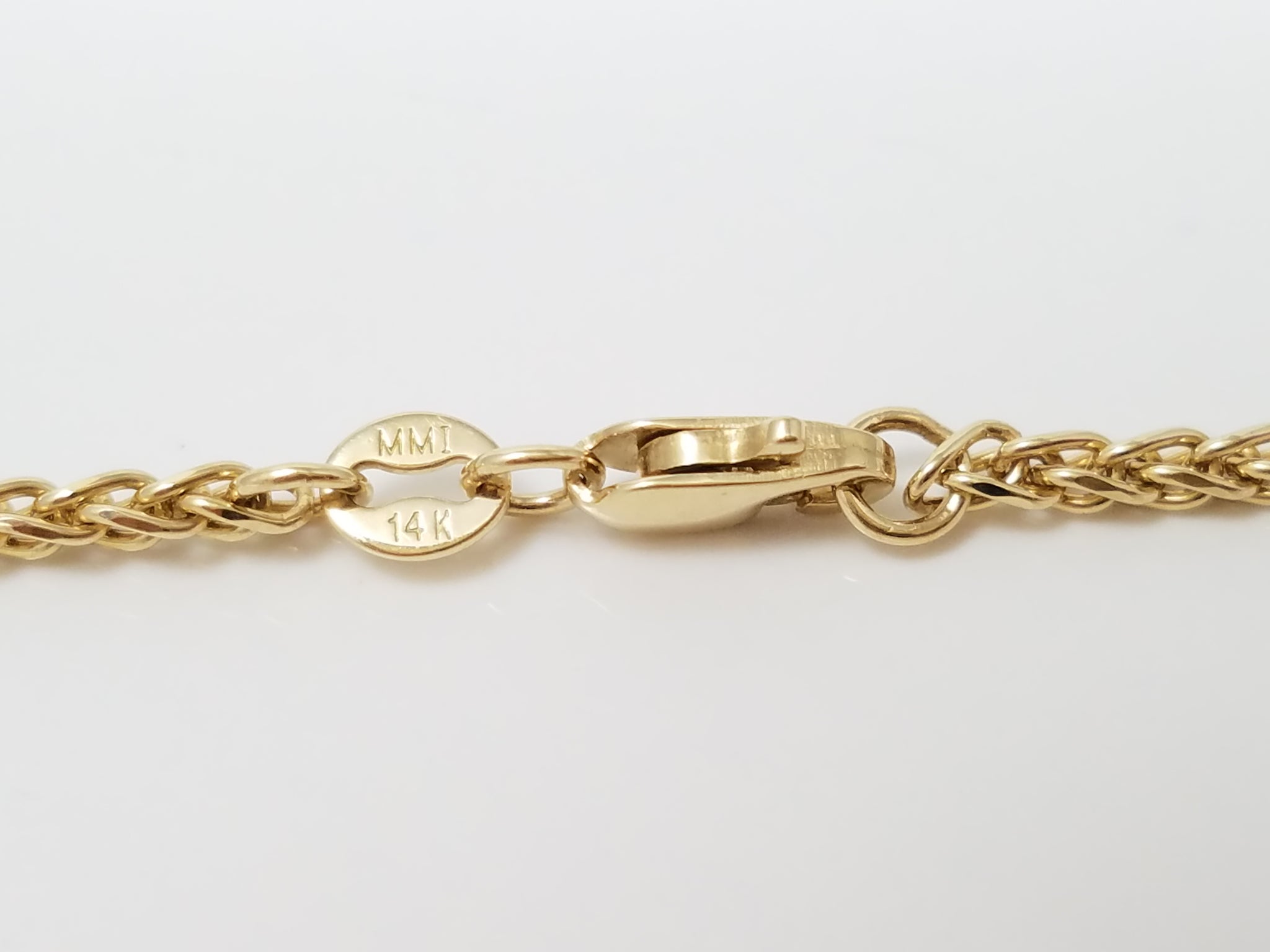 14k Yellow Gold Round Wheat Link 18" Necklace