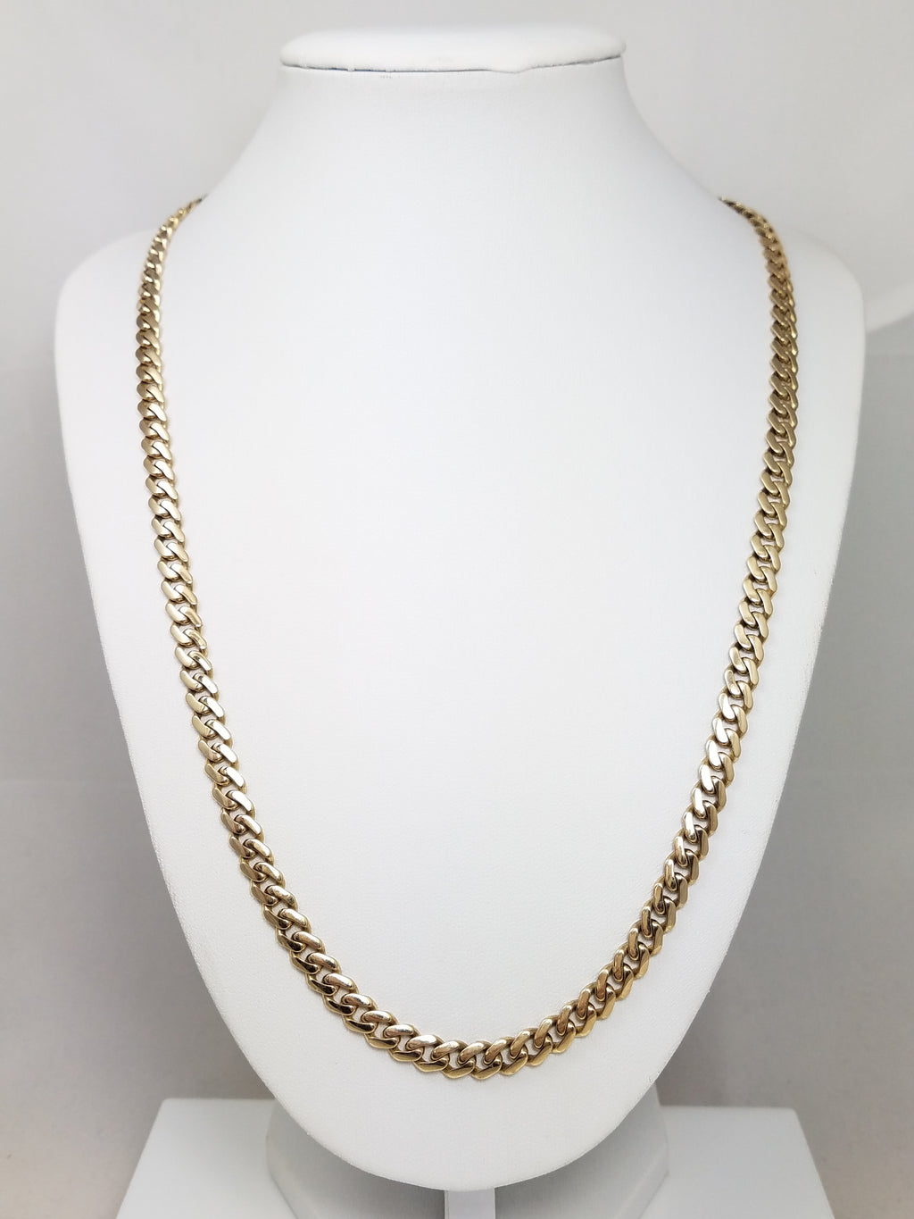 Sporty 22" Hollow 14k Yellow Gold Curb Link Chain Necklace