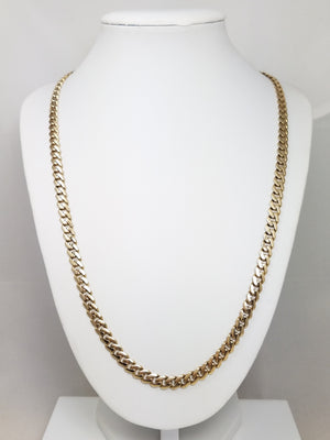 Sporty 22" Hollow 14k Yellow Gold Curb Link Chain Necklace