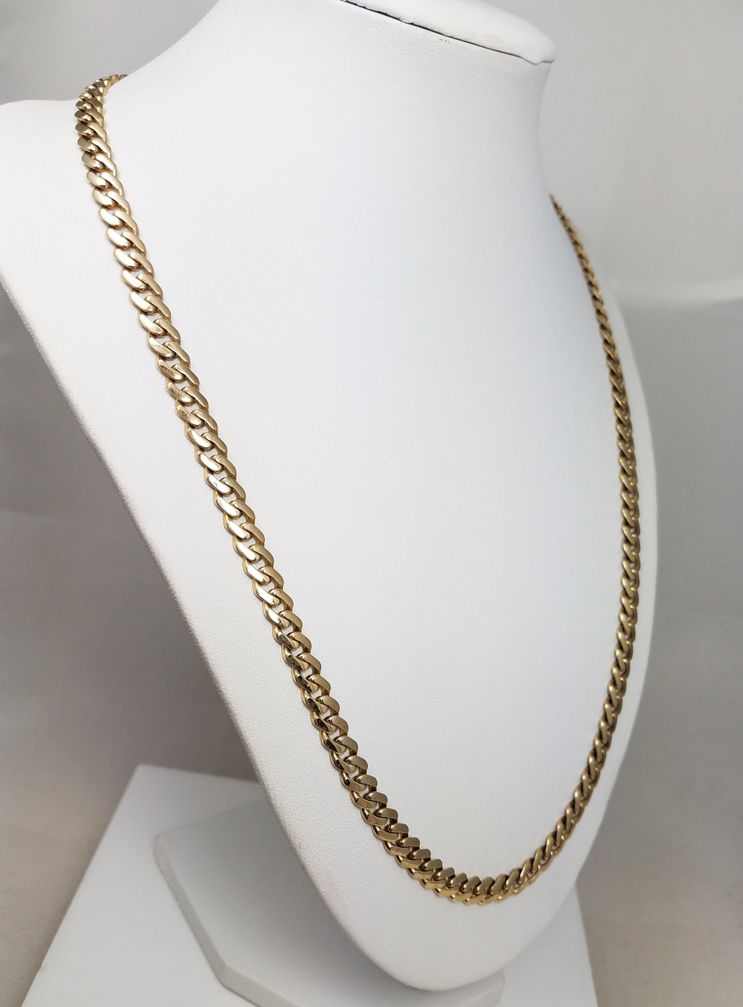 Sporty 22" Hollow 14k Yellow Gold Curb Link Chain Necklace