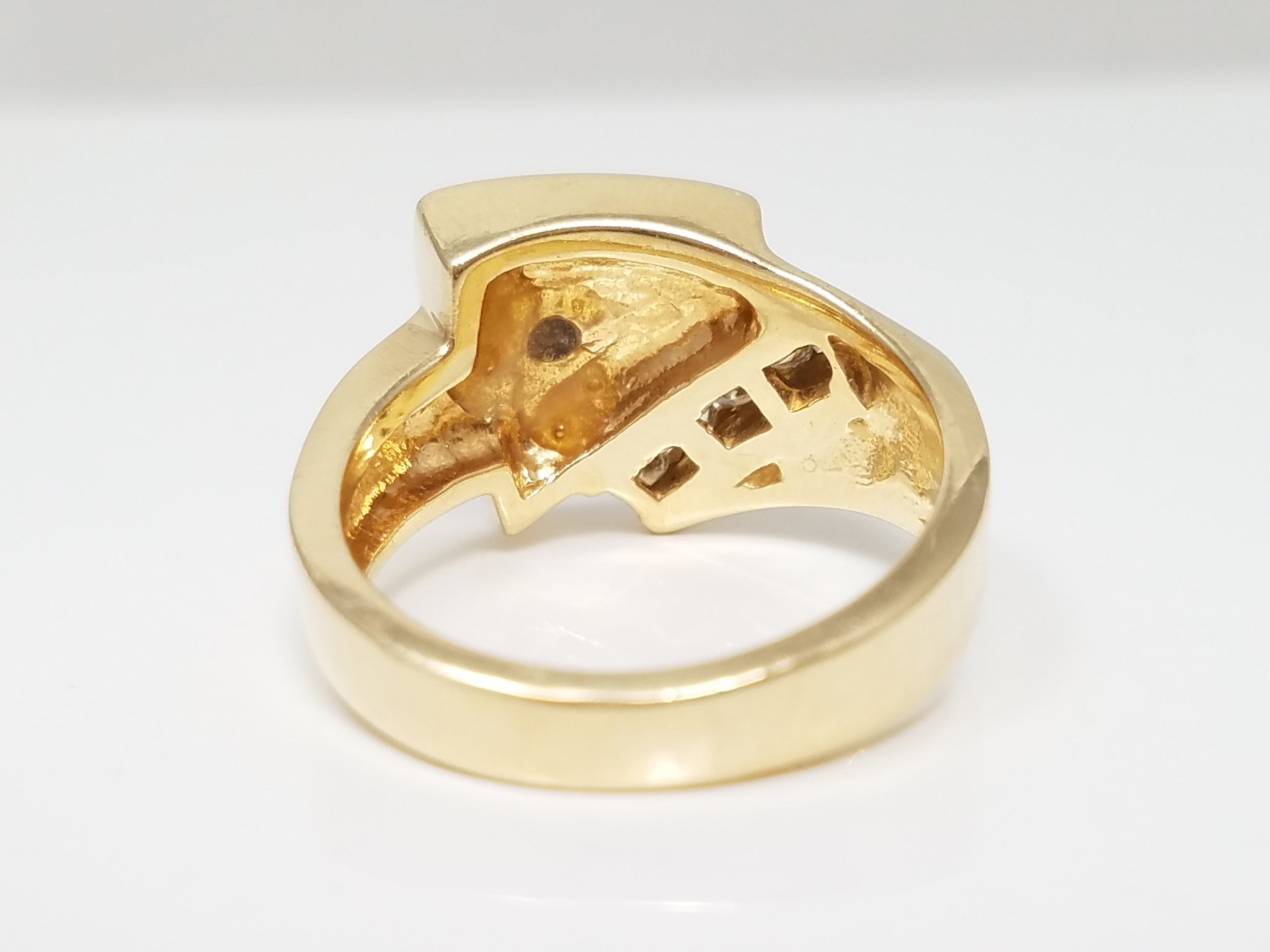 Colorful 14k Yellow Gold Lab Created Opal Natural Diamond Ring