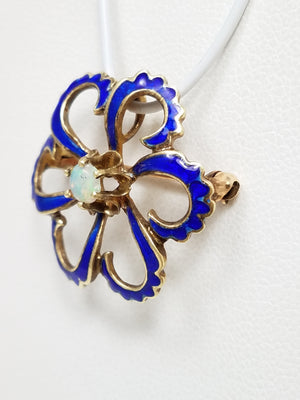 Luscious 14k Yellow Gold Natural Opal Enamel Pin/Pendant