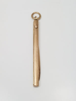 Cool 9k Yellow Gold Vintage Folding Toothpick Pendant
