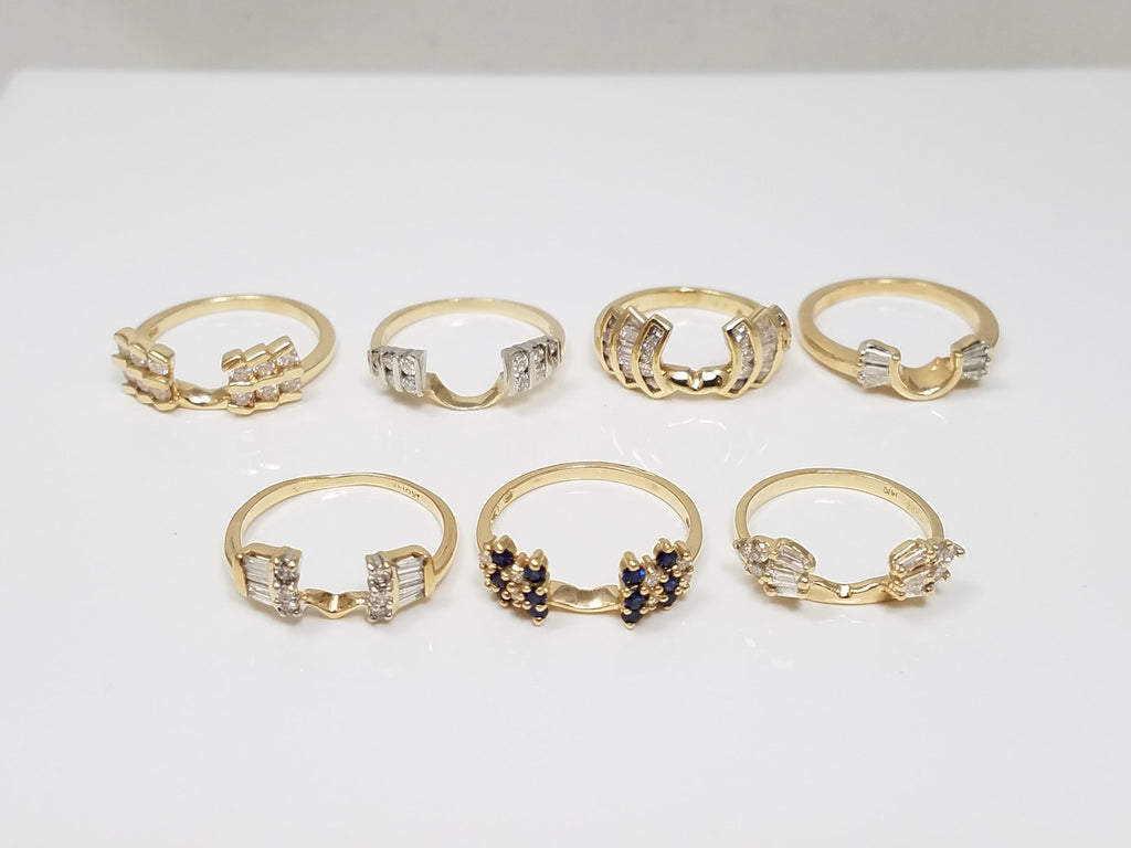 Seven New 14k Yellow Gold Natural Diamond Sapphire Engagement Ring Wraps
