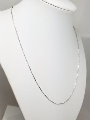 Chic 18" 14k White Gold Micro Bead Bar Link Chain Necklace