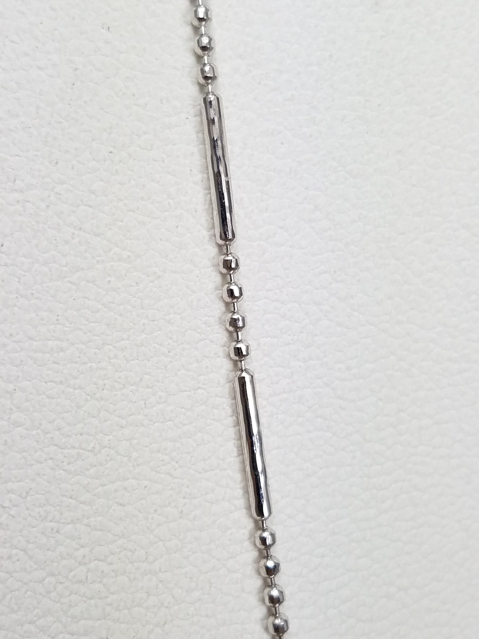 Chic 18" 14k White Gold Micro Bead Bar Link Chain Necklace