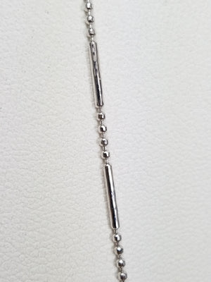 Chic 18" 14k White Gold Micro Bead Bar Link Chain Necklace