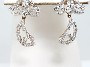 Funky 14k Yellow Gold Natural Diamond Dangle Earrings