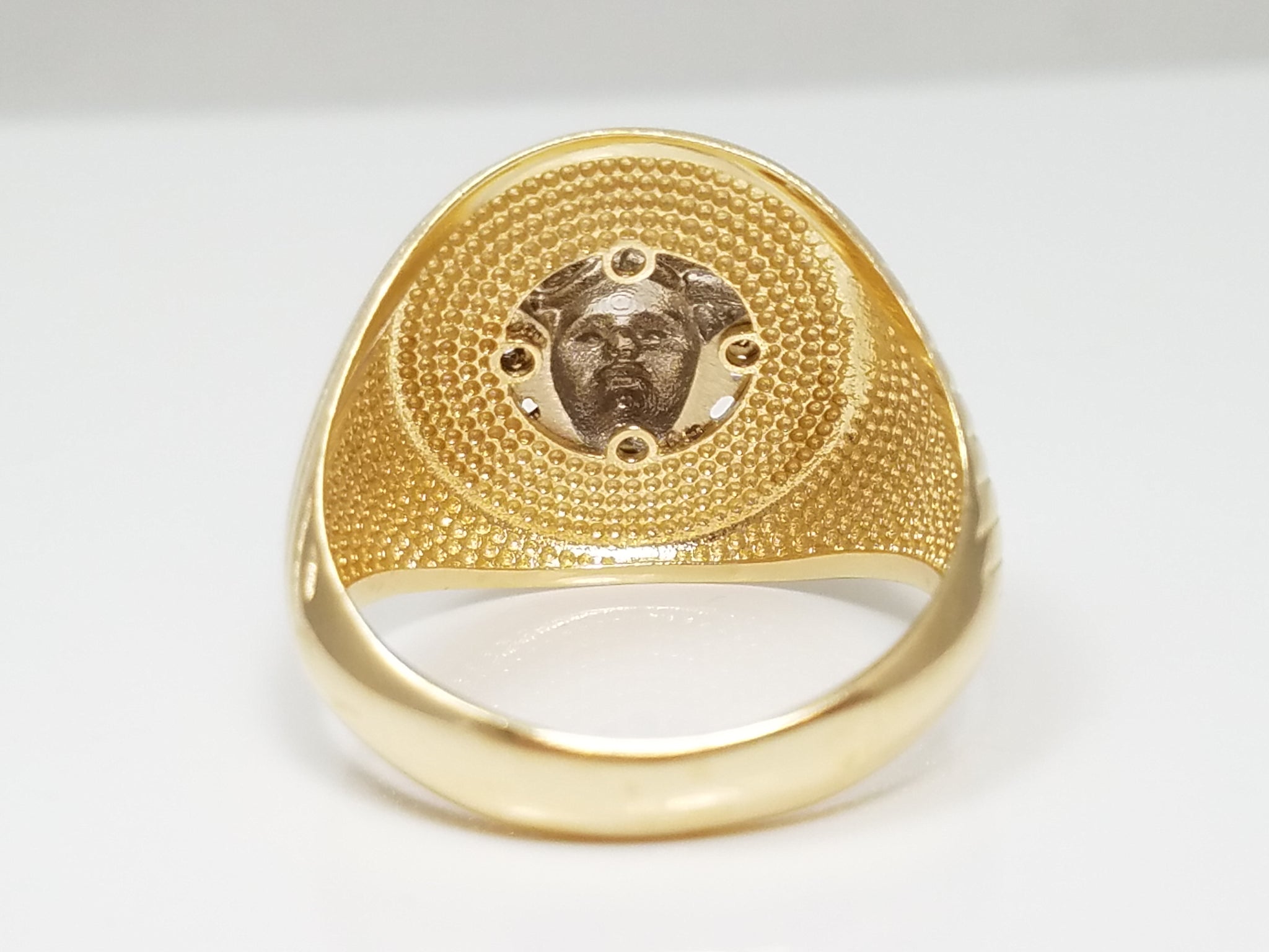 Eye Catching 14k Two Tone Gold Medusa Emblem Ring
