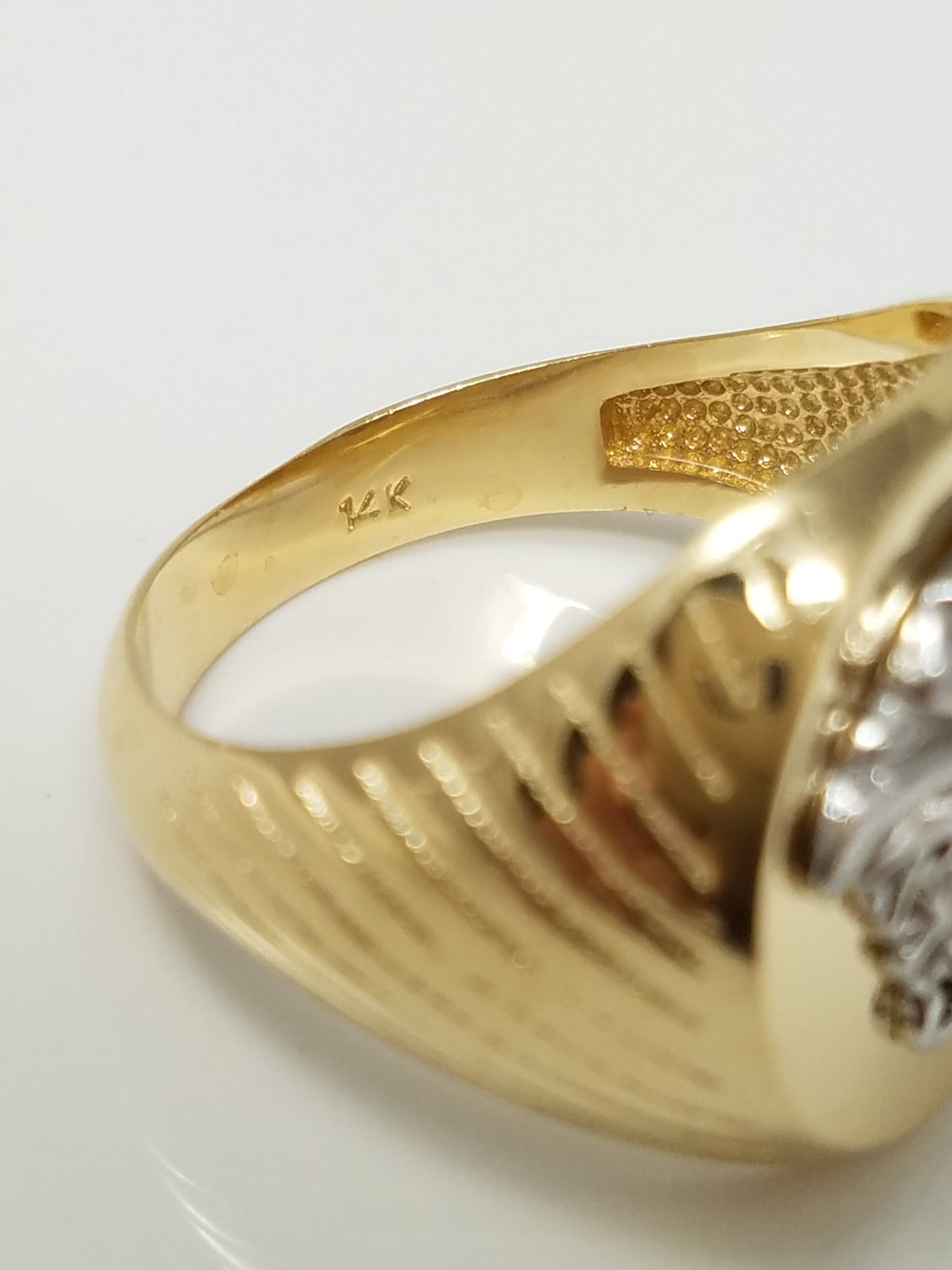 Eye Catching 14k Two Tone Gold Medusa Emblem Ring