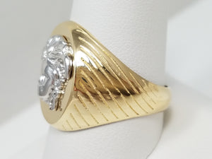 Eye Catching 14k Two Tone Gold Medusa Emblem Ring