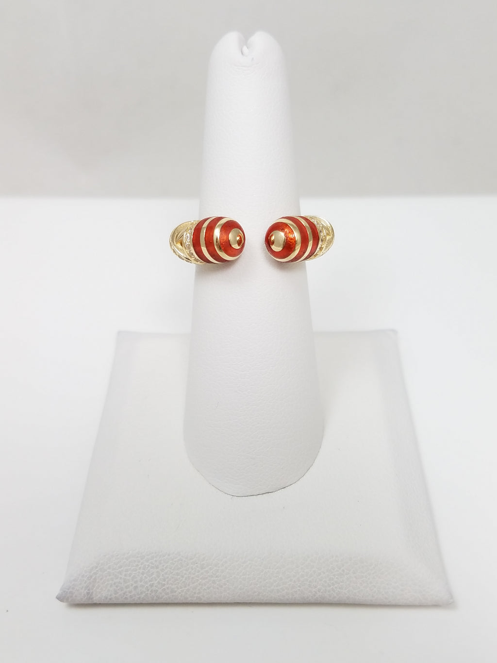 Striking 14k Enamel & CZ Ring