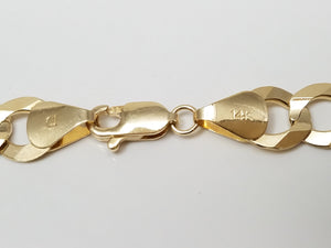 14k Yellow Gold Solid Curb Link 8" Bracelet