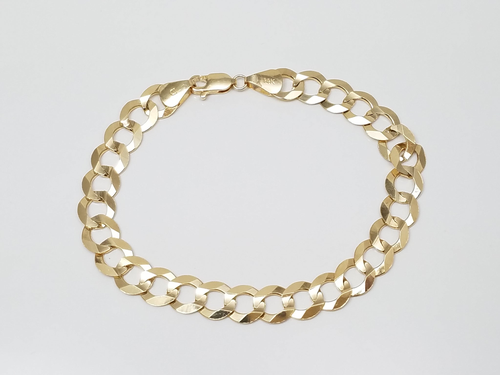 14k Yellow Gold Solid Curb Link 8" Bracelet