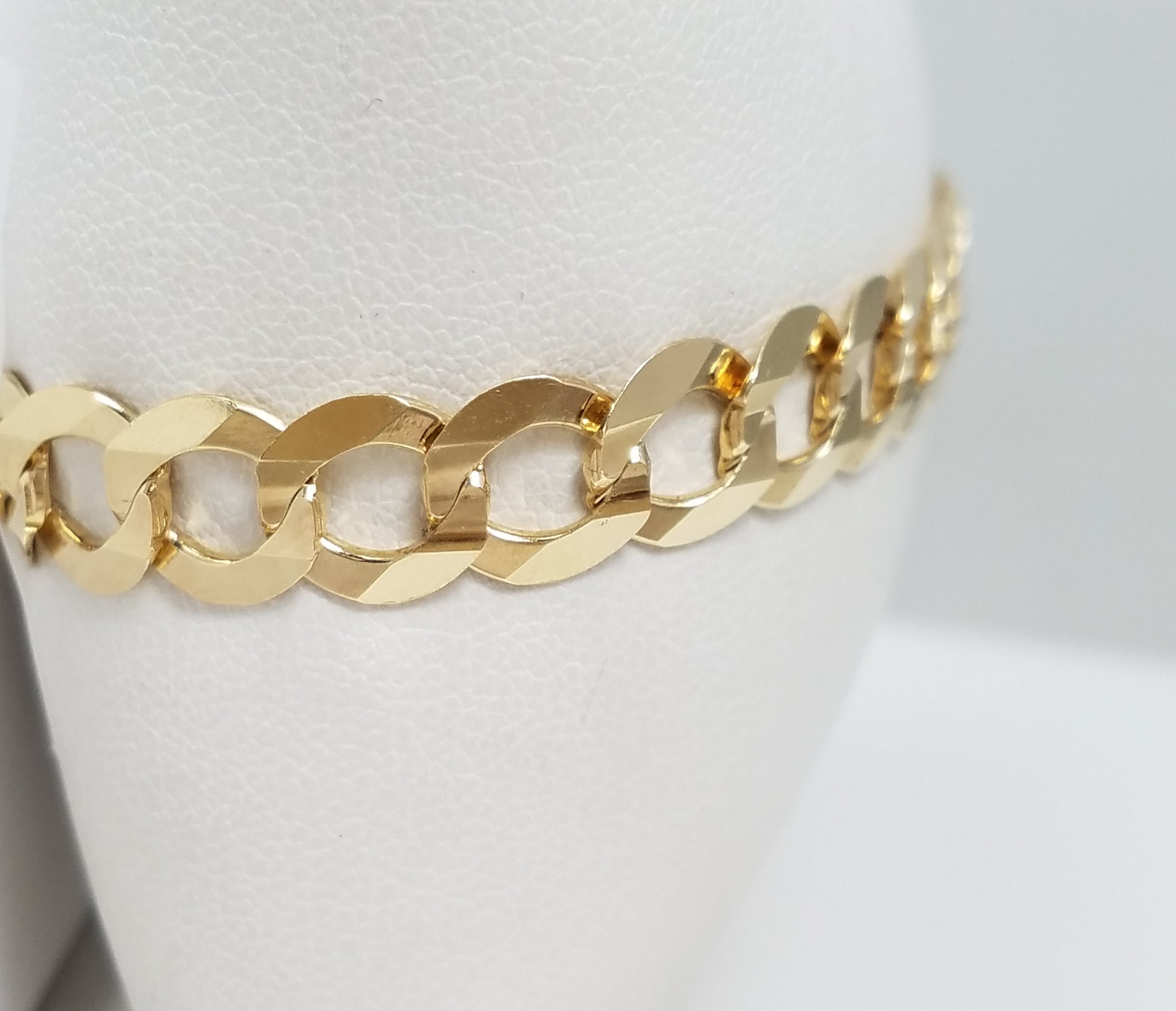14k Yellow Gold Solid Curb Link 8" Bracelet