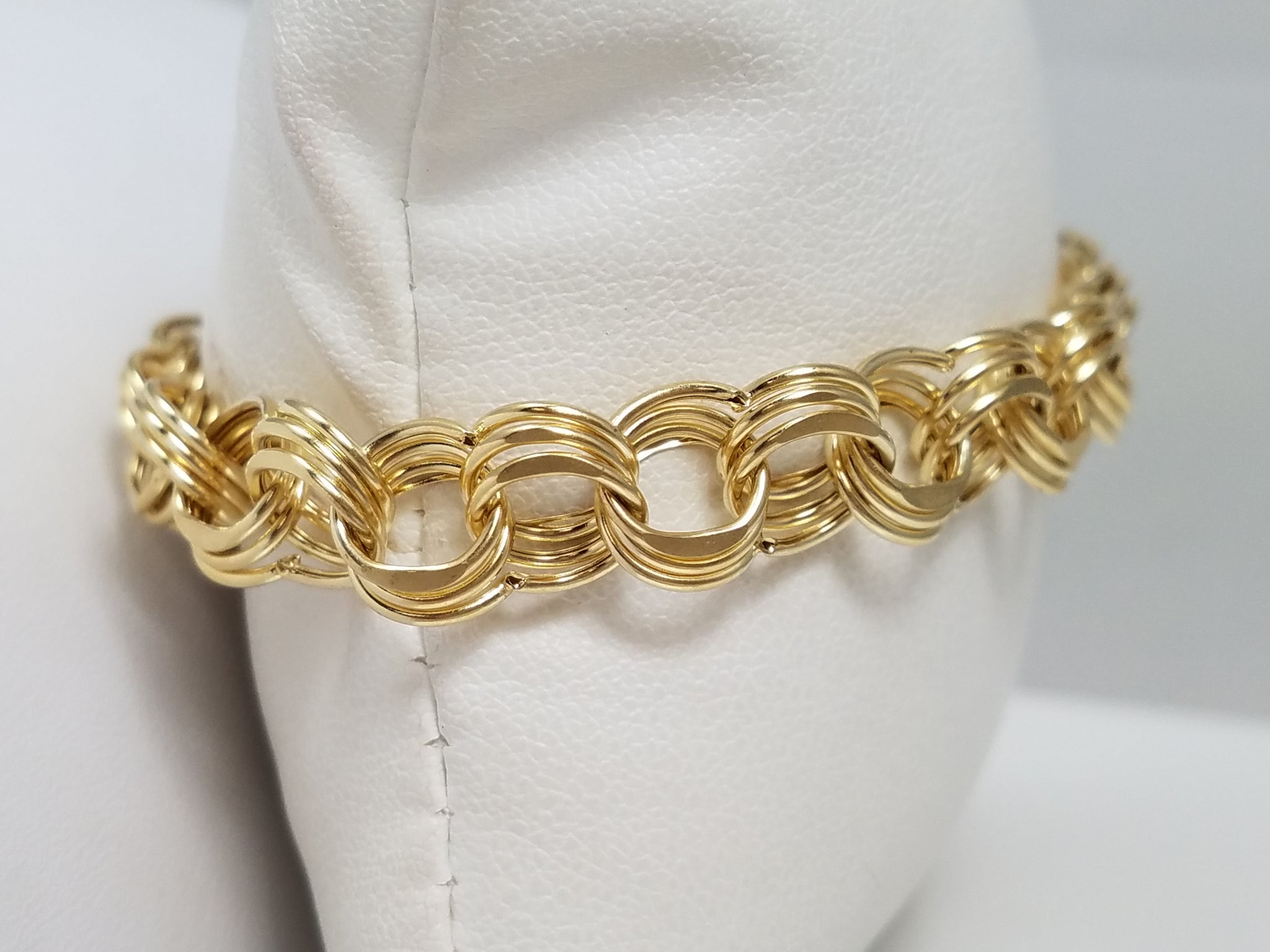 Classic 7.5" 14k Yellow Gold Hollow Fancy Link Bracelet