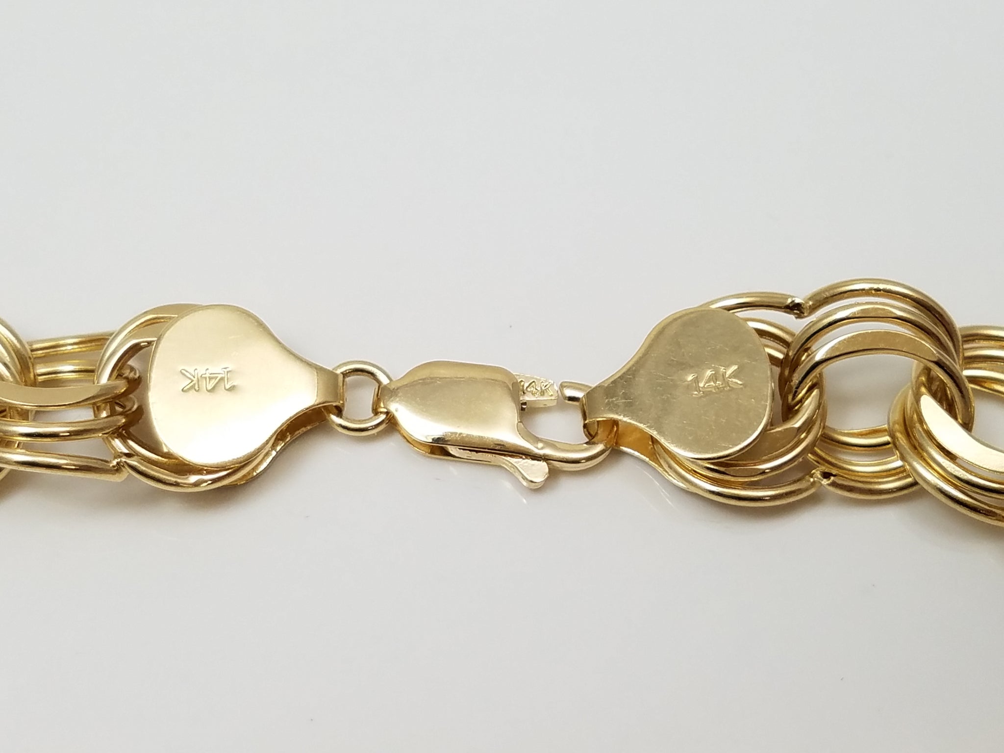 Classic 7.5" 14k Yellow Gold Hollow Fancy Link Bracelet