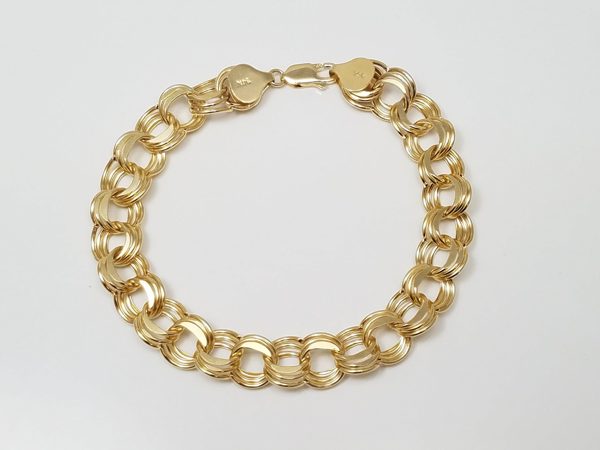 Classic 7.5" 14k Yellow Gold Hollow Fancy Link Bracelet